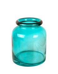 Empty glass green jar isolated on a white background