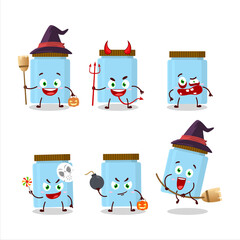 Halloween expression emoticons with cartoon character of jar