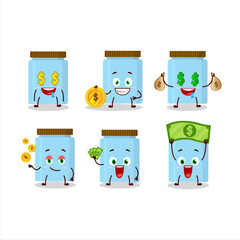 Jar cartoon character with cute emoticon bring money