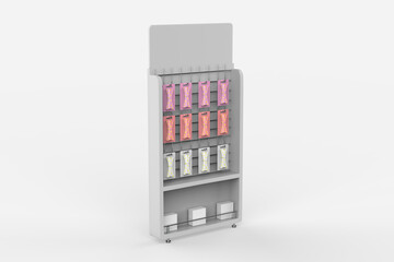 Display stand, retail display stand for product , display stands isolated on white background. 3d illustration