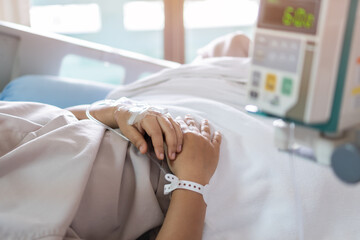 Hospital quarantine room,Infected Quarantine patient in treatment of COVID-19 Pandemic Coronavirus...