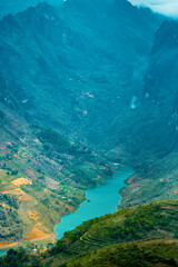 Nho Que River view from Ma Pi Leng Pass, one of the most beautiful are mountain and river in Ha Giang, Vietnam