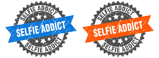 selfie addict band sign. selfie addict grunge stamp set