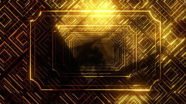 Golden anniversary card in art deco style is motion footage for festival films and cinematic in celebrate scene. Also good background for scene and titles, logos.