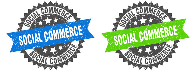 social commerce band sign. social commerce grunge stamp set