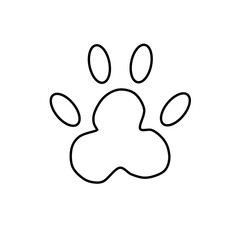 The only trace of a dog's paw . Vector sketch in the Doodle style, isolated on a white background.