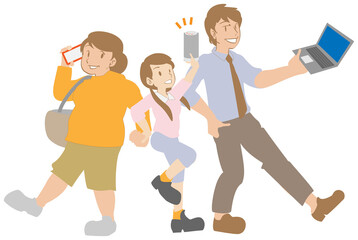 生活にデジタル機器を使いこなす家族