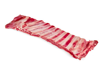 Fresh raw lamb breast ribs isolated on white