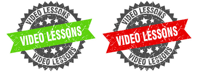 video lessons band sign. video lessons grunge stamp set