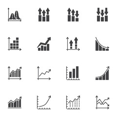 Fototapeta premium Chart and graph vector icons set, modern solid symbol collection, filled style pictogram pack. Signs, logo illustration. Set includes icons as business infographic, graph diagram statistics