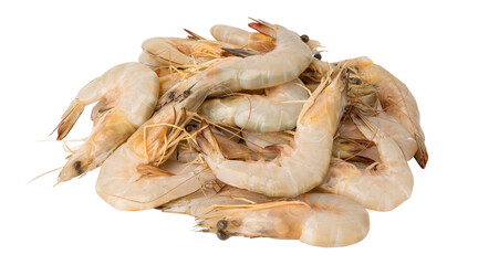 1 kilogram of raw fresh shrimps big prawns isolated on white background with clipping path