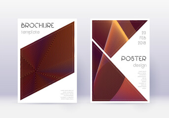Triangle cover design template set. Orange abstrac