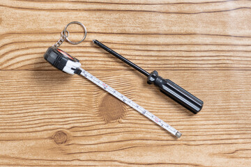 tools on wood background