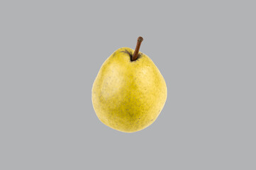 Yellow pear isolated on gray background. presentation of fashion colors 2021