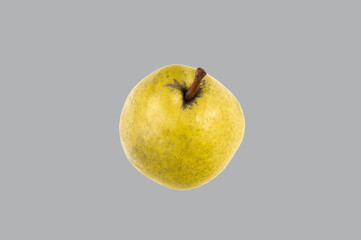 Yellow pear isolated on gray background. presentation of fashion colors 2021