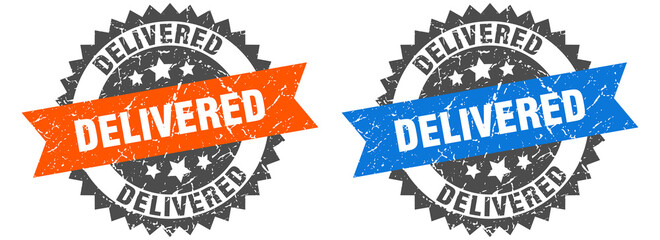 delivered band sign. delivered grunge stamp set