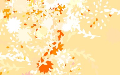 Light Orange vector doodle background with flowers, roses.