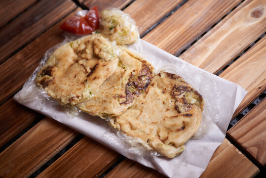 Close up photo of pupusas, a traditional meal from El Salvador	