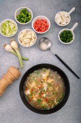 hot vegetable soup in a bowl