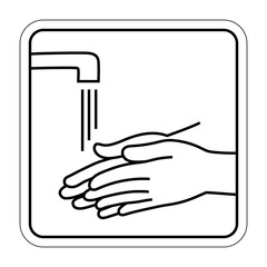 Illustration of washing hands with tap water (Illness Prevention, Hygiene)