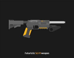 Futuristic Sci-Fi Pistol flat vector. Weapon. Gun.