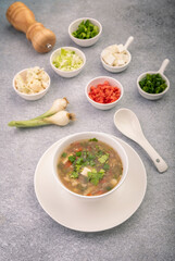 hot vegetable soup in a bowl