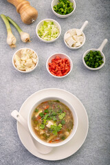 hot vegetable soup in a bowl