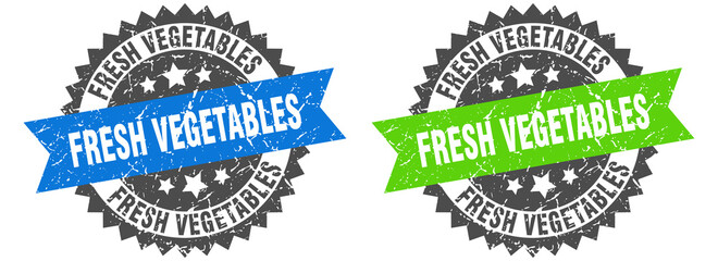 Fototapeta premium fresh vegetables band sign. fresh vegetables grunge stamp set