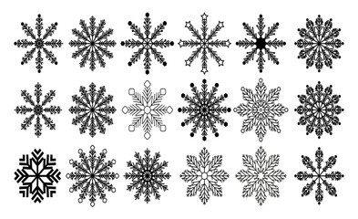 set of  vector  snowflakes for new year design