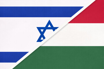 Israel and Hungary, symbol of national flags from textile.