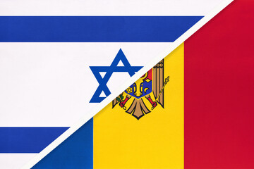 Israel and Moldova, symbol of national flags from textile.