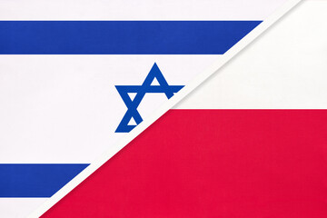 Israel and Poland, symbol of national flags from textile.