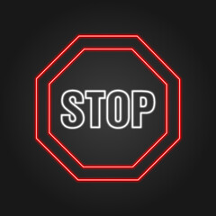 Neon lights stop. Bright is the stop button. Modern