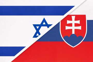 Israel and Slovakia or Slovak Republic, symbol of national flags from textile.