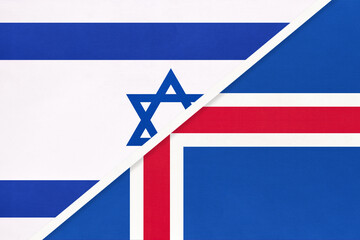 Israel and Iceland, symbol of national flags from textile.