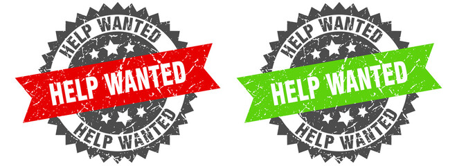 Obraz premium help wanted band sign. help wanted grunge stamp set