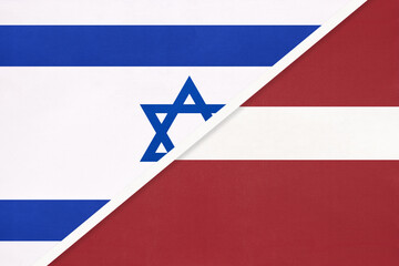Israel and Latvia, symbol of national flags from textile.