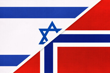 Israel and Norway, symbol of national flags from textile.