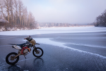 motocross on frozen lake