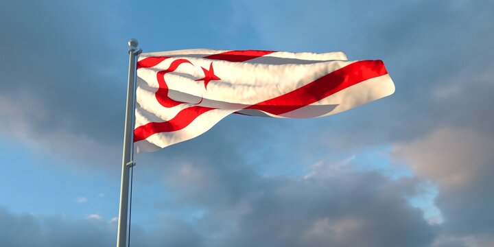 3d rendering of the national flag of the Northern Cyprus