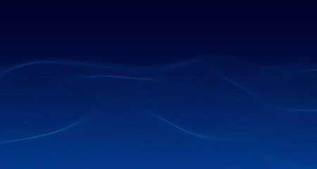 Abstract blue particles design of technology artwork template background. Wavy circle dots element wave on gradient blue screen. illustration vector