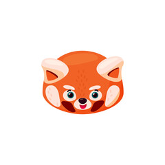 Red panda head as happy emoji. Happiness expression. Vector illustration of animal in cartoon style