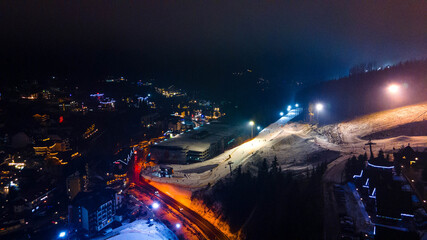 ski resort aerial photography winter