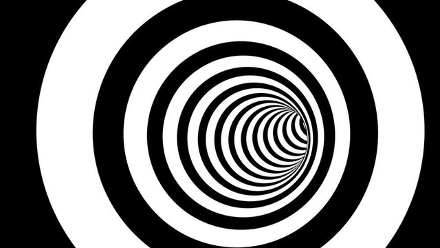 Black and White Optical Illusion Tunnel Psychedelic Stripes Lines - 4K Seamless VJ Loop Motion Background Animation