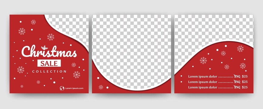 Editable social media banner puzzle template. Christmas sale post template with photo collage. Suitable in social media feed. Flat design vector.