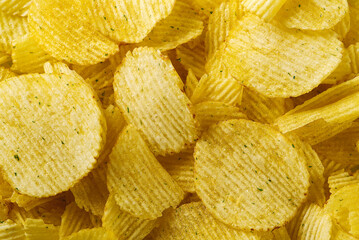 close up of Potato chips. chips background