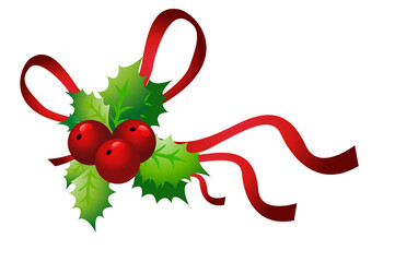 Holly sprig on white background vector illustration