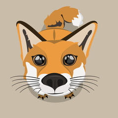 Vector image of a cute Fox. Illustration of a kind, funny Fox looking up.