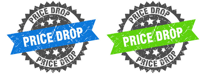 price drop band sign. price drop grunge stamp set