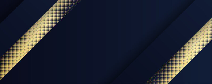 Abstract template blue geometric diagonal business corporate background with golden stripe line. Luxury elegant style. Minimal geometric on blue gold background.